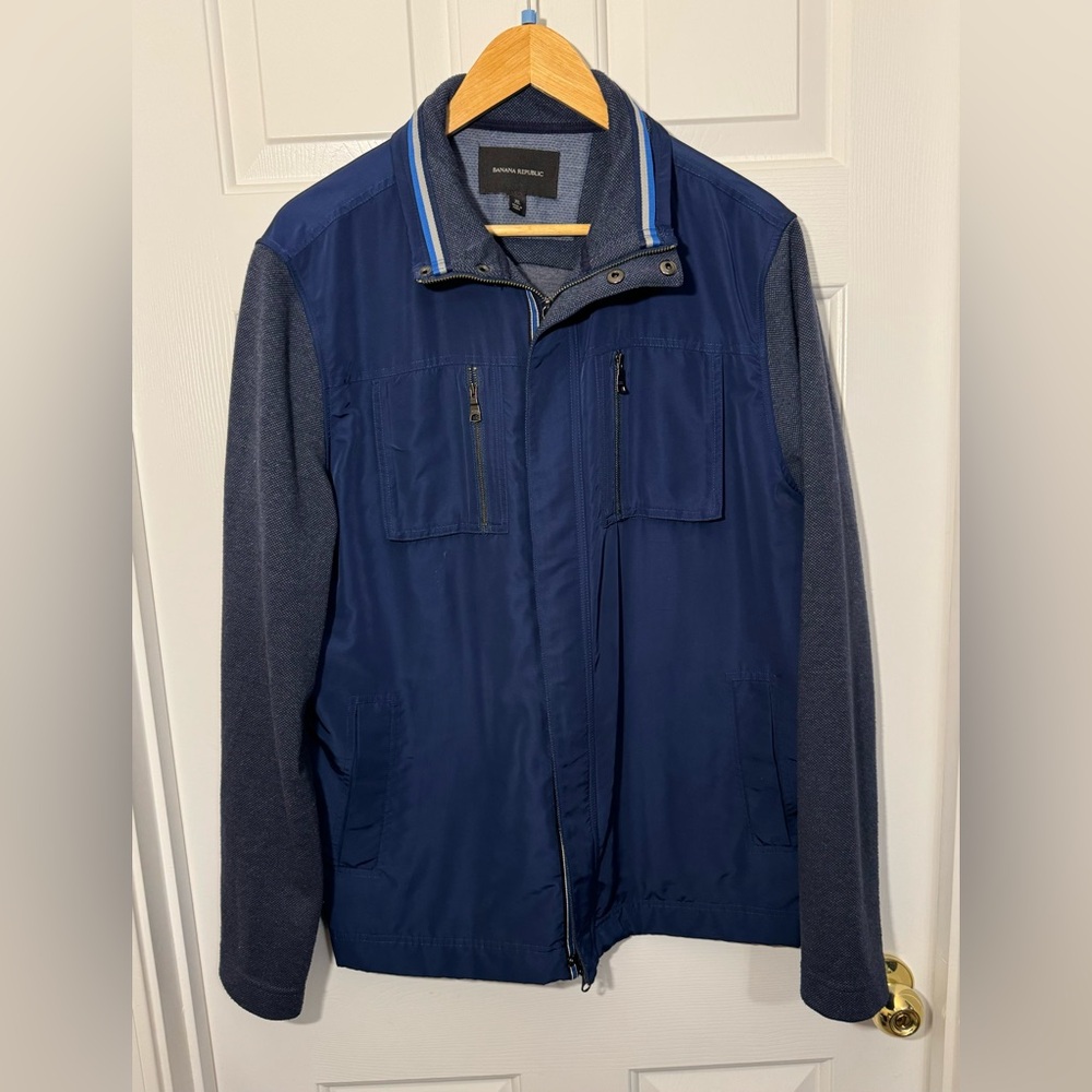 Banana Republic Zip Front Storm Flap Soft-Shell Jacket -‎ Mens Size XL